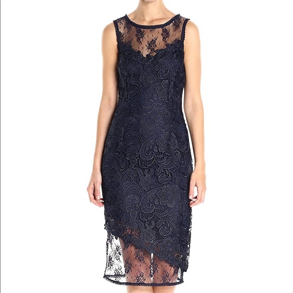 Tahari Dresses & Skirts - NWT Tahari Navy Illusion Sheath Dress 6